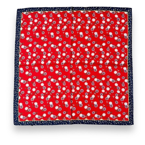 Red And Macey Blue Scarf 27” X 27” Women Scarve Boho Flowers - Picture 1 of 2